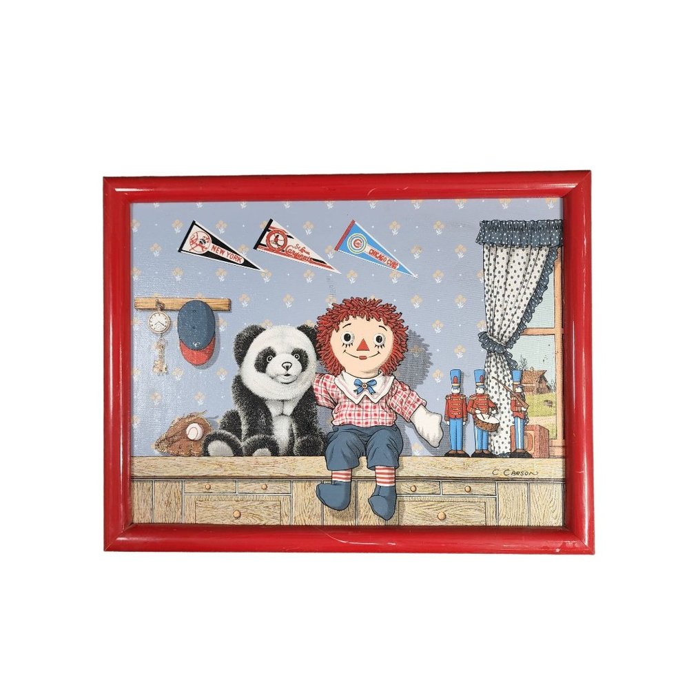 Raggedy Andy Painting Canvas Framed Panda Bear  Chicago Cubs Yankees Cardinals